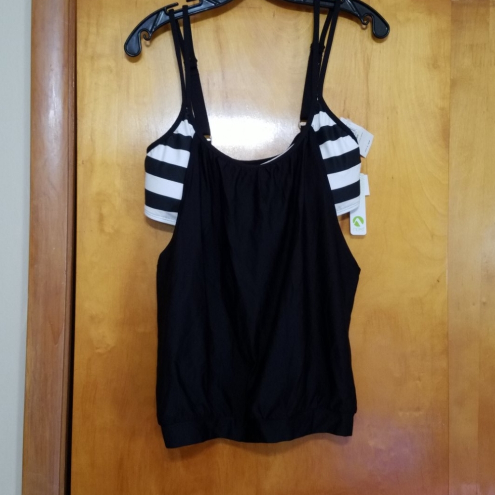 Next Black & White Tankini Swim Top Sz 38 B/C